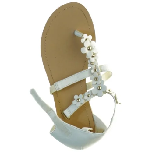 Hvide sandaler med blomsterdetaljer (str. 35)
