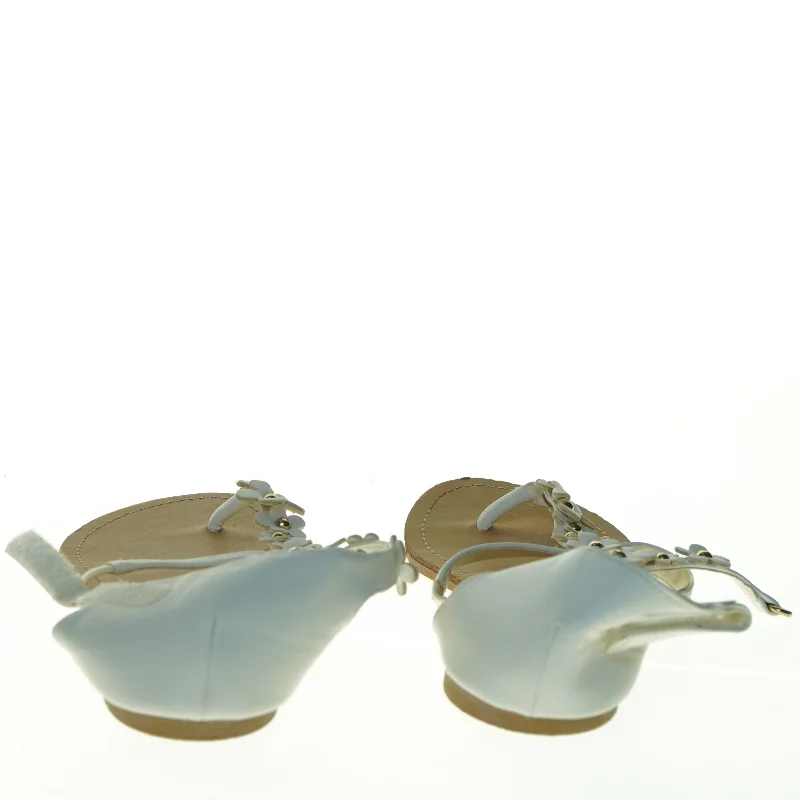 Hvide sandaler med blomsterdetaljer (str. 35)