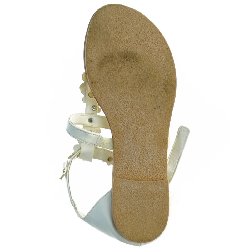 Hvide sandaler med blomsterdetaljer (str. 35)