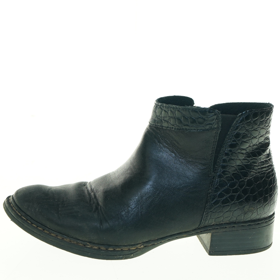 Sorte ankelstøvler med krokodilleprint fra Rieker (str. 37)