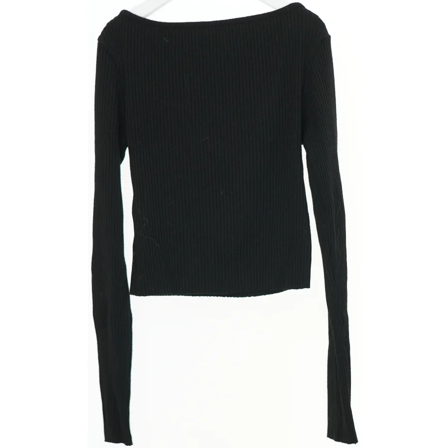 Sort ribbet bluse med lange ærmer fra H&M (str. XS)