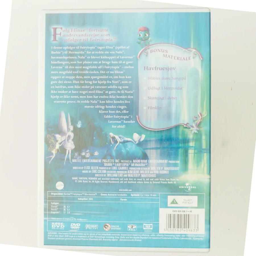 <div class="artist h2">
                    <a href="/artist/Barbie+Fairytopia" title="Søg efter andre udgivelser med Barbie Fairytopia">Barbie Fairytopia</a>                </div>
                        Barbie Mermaidia (No. 7)                            <span class="hidden">
                    Barbie Fairytopia                </span> (DVD)