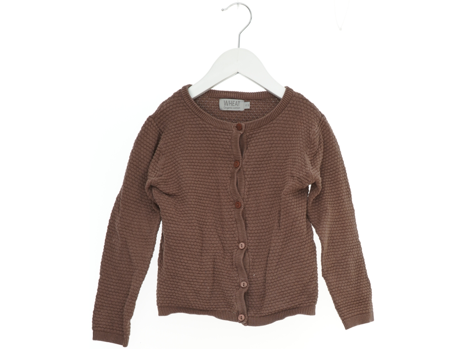 Brun cardigan fra Wheat (str. 122)