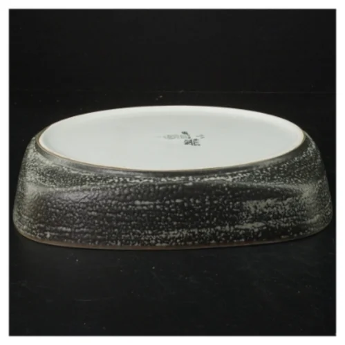 Vintage sort og hvid keramikfad 964-3774 fra Royal Copenhagen (str. 21,5 cm)