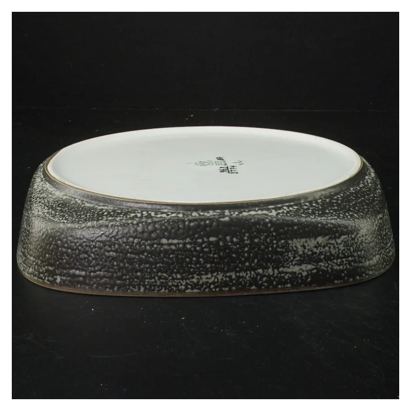 Vintage sort og hvid keramikfad 964-3774 fra Royal Copenhagen (str. 21,5 cm)