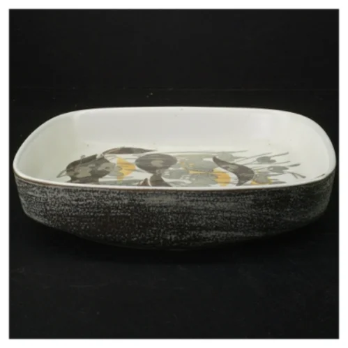 Vintage sort og hvid keramikfad 964-3774 fra Royal Copenhagen (str. 21,5 cm)