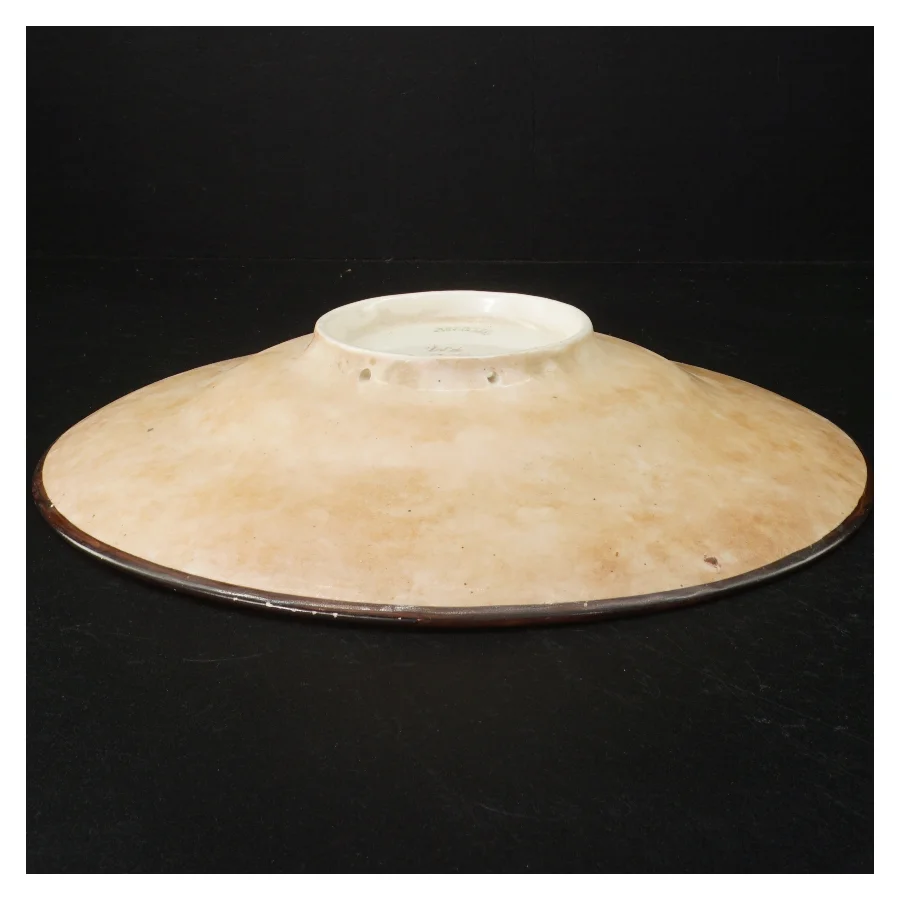 Dekorativ keramikfad med svampe motiv (str. Ø 30 cm)