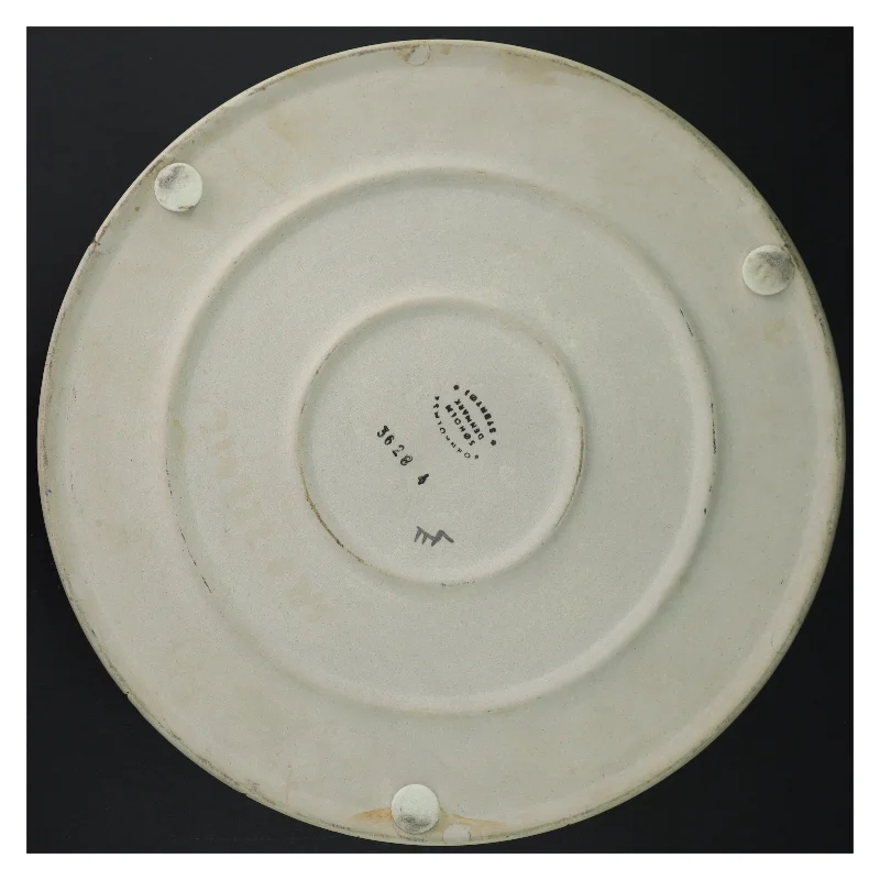 Keramikfad med bladmotiv fra søholm (str. Ø 31 cm)