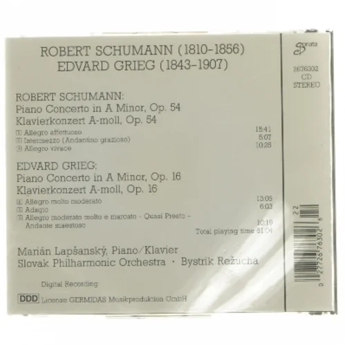 CD med pianokoncerter af Schumann og Grieg
