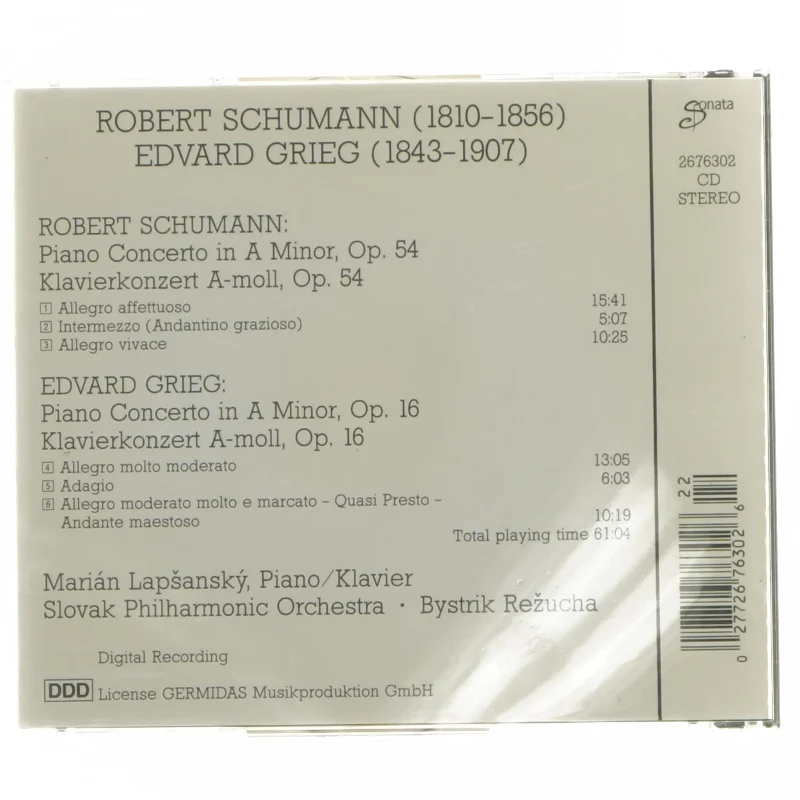 CD med pianokoncerter af Schumann og Grieg