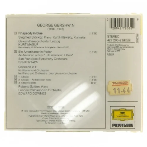 George Gershwin CD - Rhapsody in Blue