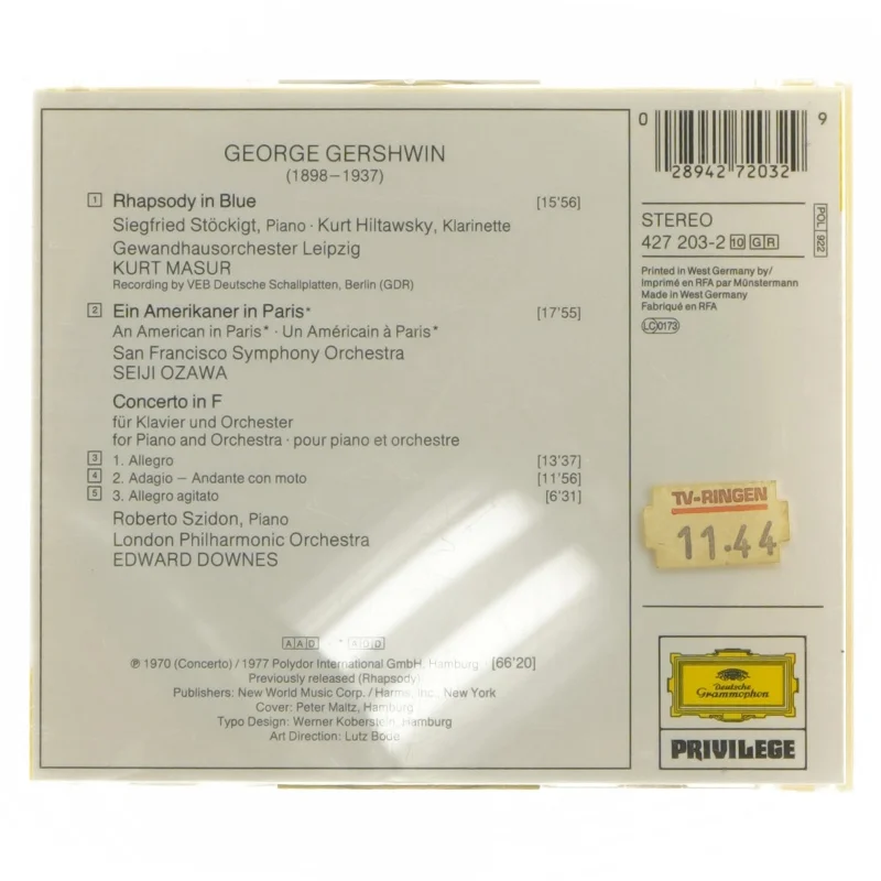 George Gershwin CD - Rhapsody in Blue