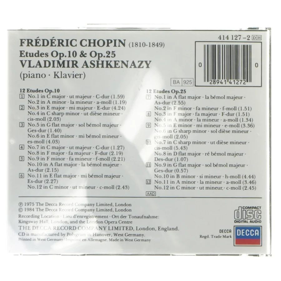 Chopin Etudes CD af Vladimir Ashkenazy