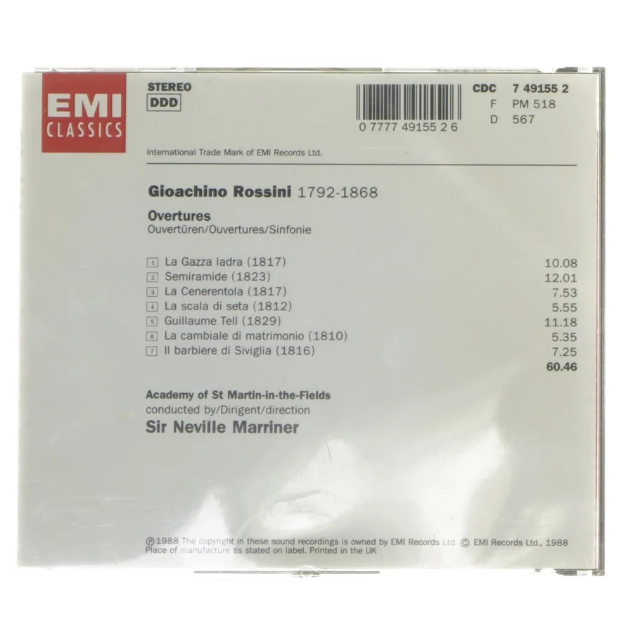 Rossini overture CD - EMI Classics