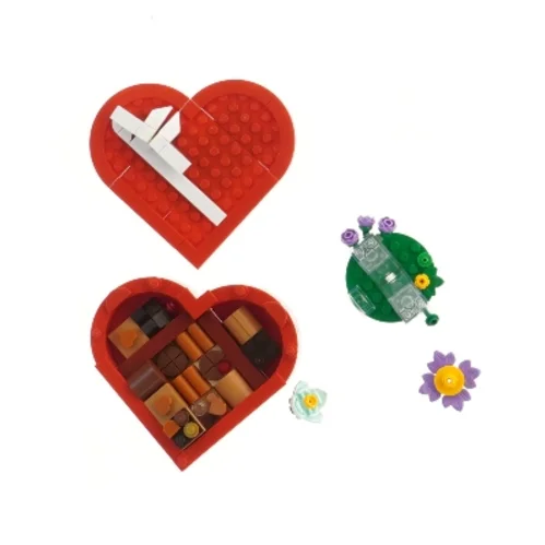 Hjerteformet LEGO æske med blomster fra Lego (str. 10x11 cm)