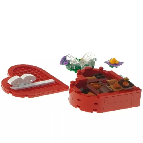 Hjerteformet LEGO æske med blomster fra Lego (str. 10x11 cm)