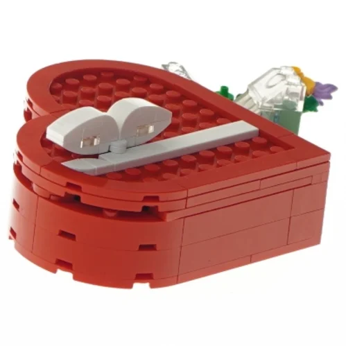 Hjerteformet LEGO æske med blomster fra Lego (str. 10x11 cm)