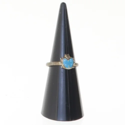 Blå emalje hjerte ring (str. Diameter en og en halv cm)