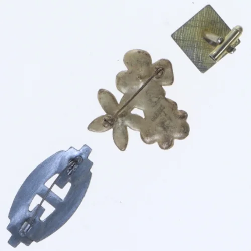 Vintage brocher og manchetknap (str. 2 cm til 4 komma 5 cm)