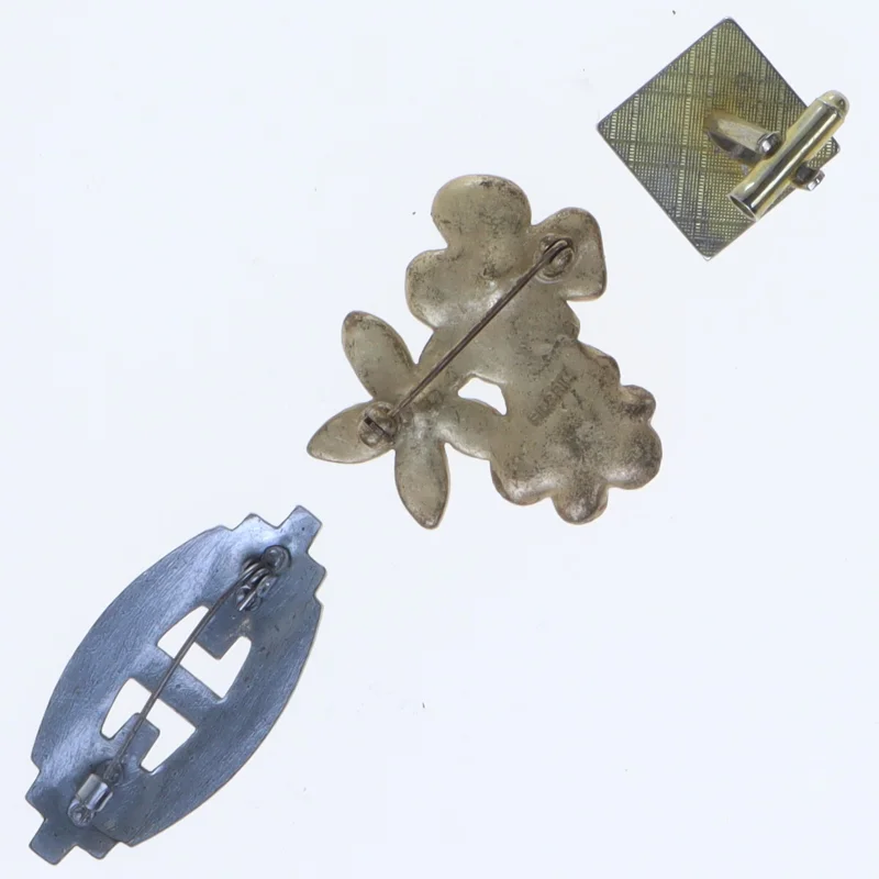 Vintage brocher og manchetknap (str. 2 cm til 4 komma 5 cm)