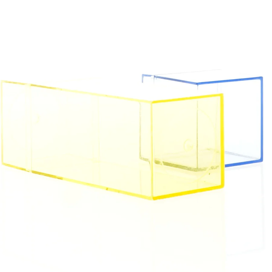Transparente CD Cases i gul og blå (str. 6 x 6 cm og 16 x 6 cm)