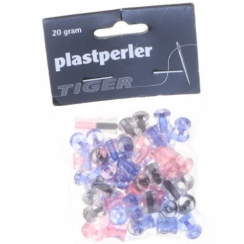 Assorterede plastperler fra Tiger (str. Pose 6 x 5 cm)