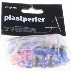 Assorterede plastperler fra Tiger (str. Pose 6 x 5 cm)