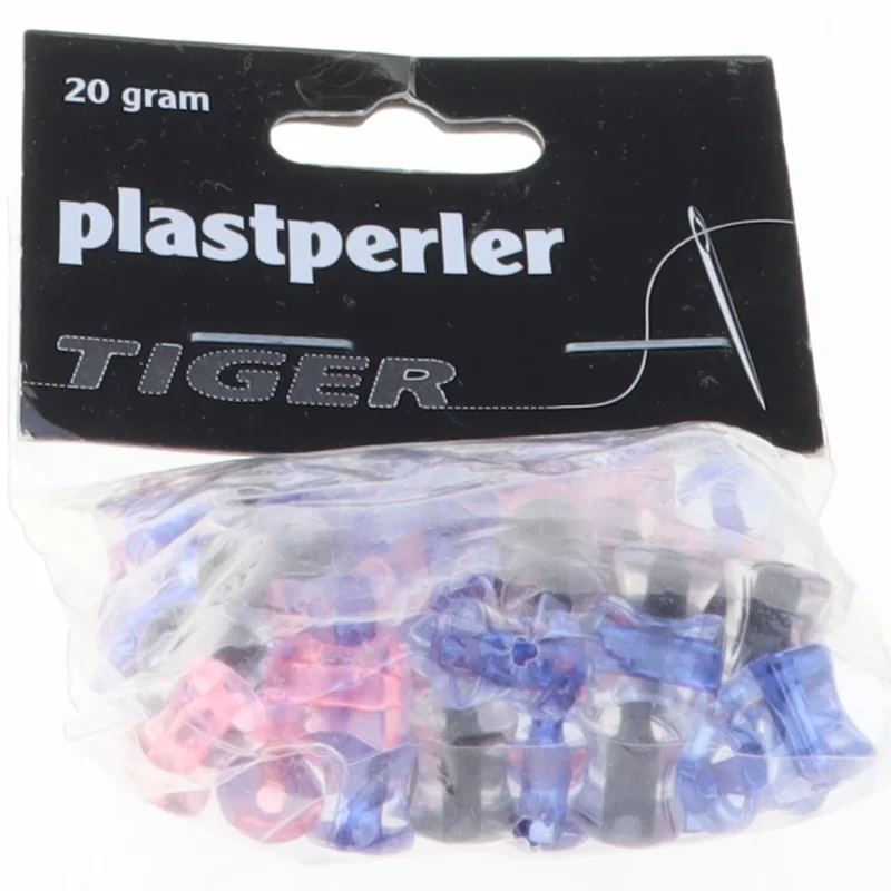 Assorterede plastperler fra Tiger (str. Pose 6 x 5 cm)