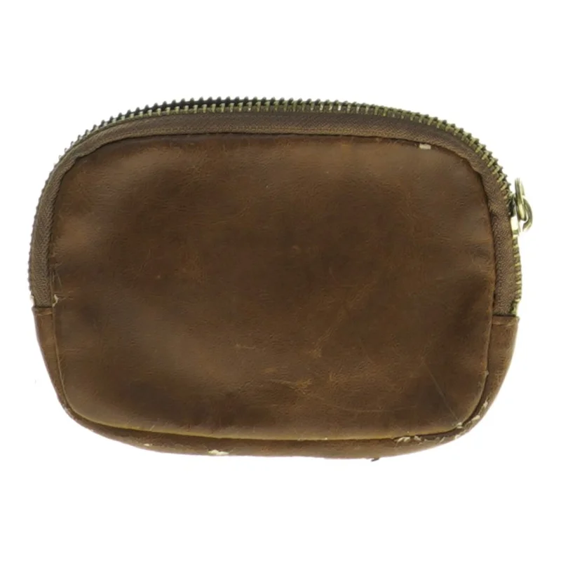 Brun læderpung (str. 14 x 10 cm)