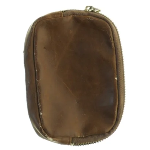 Brun læderpung (str. 14 x 10 cm)