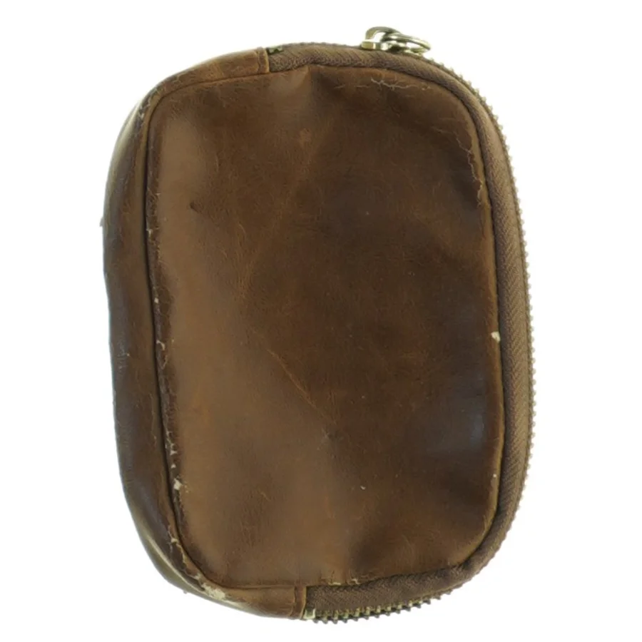 Brun læderpung (str. 14 x 10 cm)