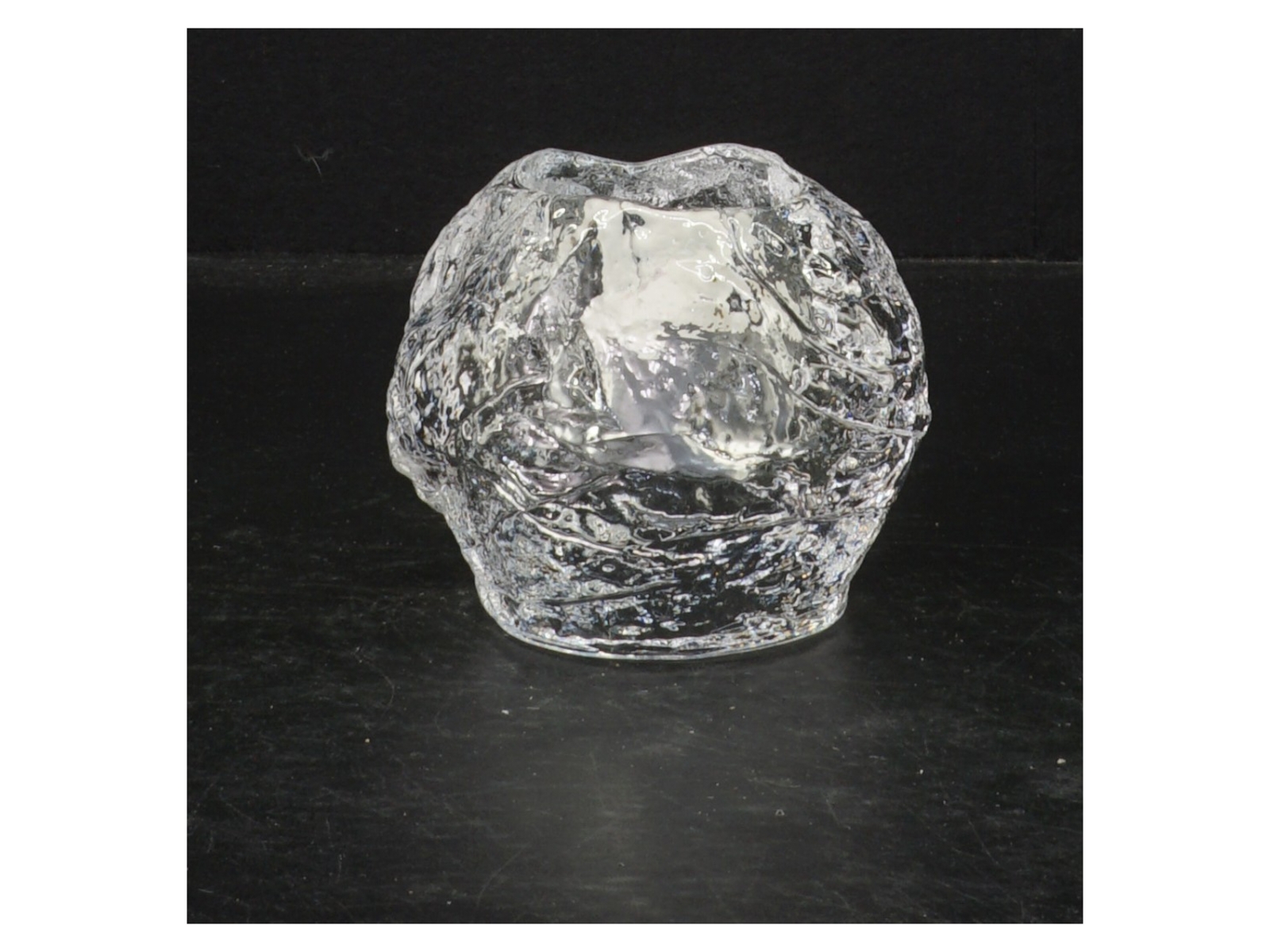 Stjerneformet lysstage i glas fra Holmegaard (str. 8 cm)