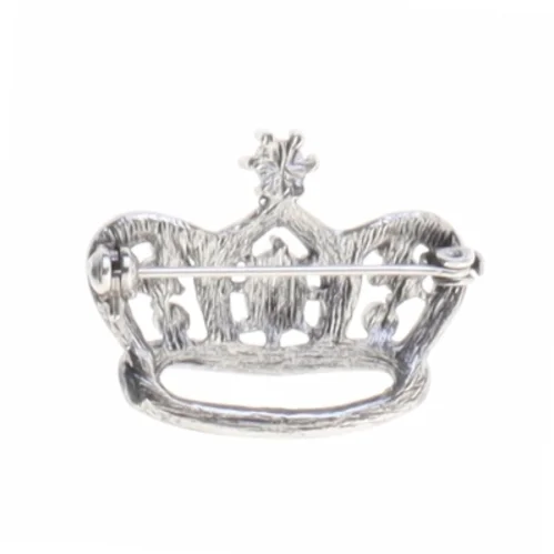 Broche i form af en krone med rhinsten og lilla sten (str. 3,1 x 2,5 cm)