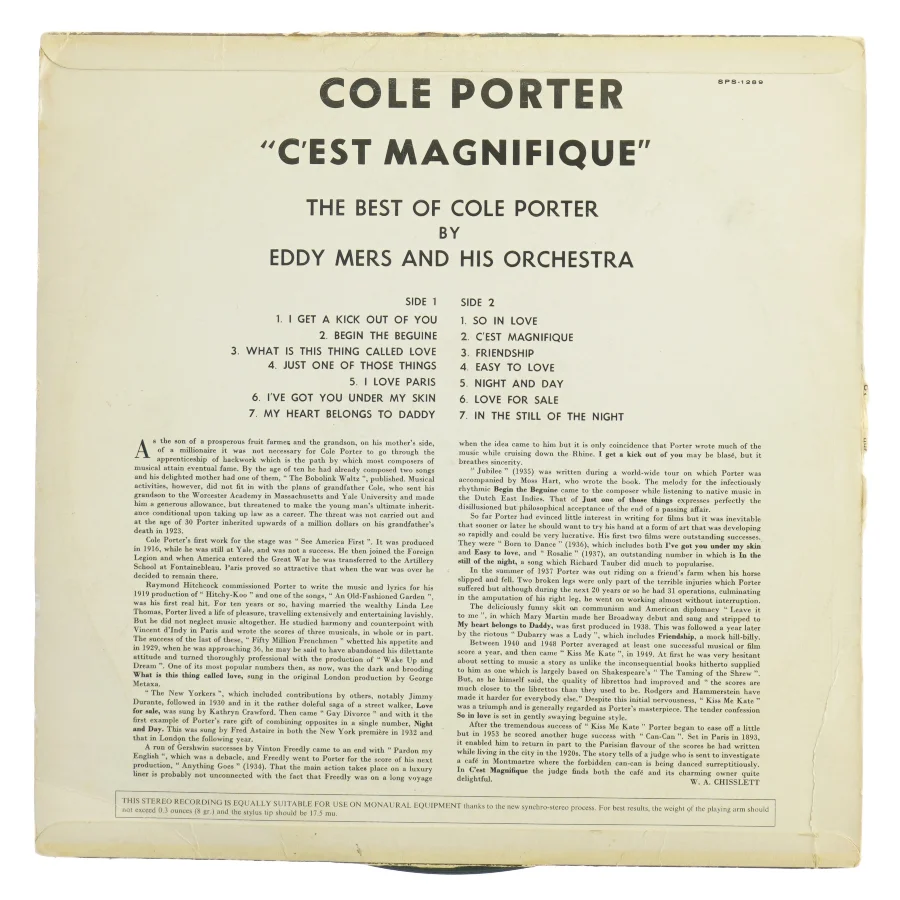 Cole Porter - C'est magnifique LP