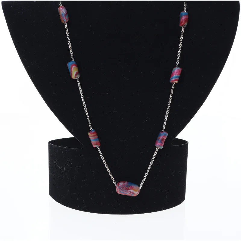 Håndlavet glasperlehalskæde (str. 65 cm)