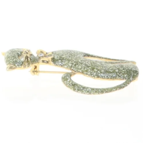 Broche i form af kat (str. 5,2 x 2,5 cm)