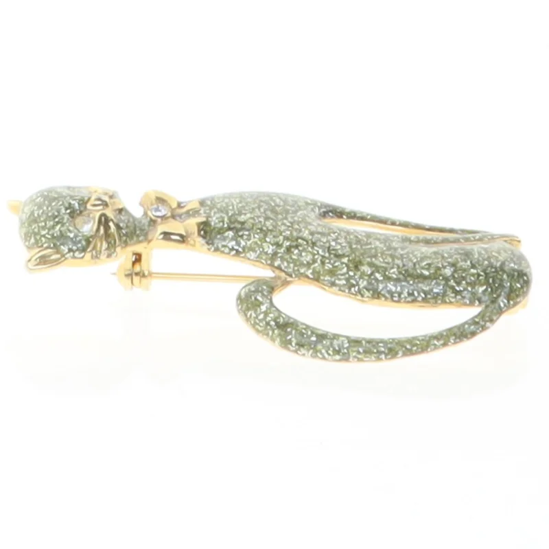 Broche i form af kat (str. 5,2 x 2,5 cm)