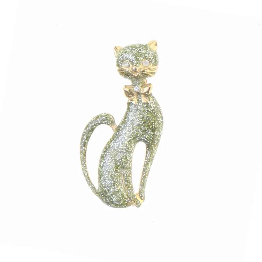Broche i form af kat (str. 5,2 x 2,5 cm)