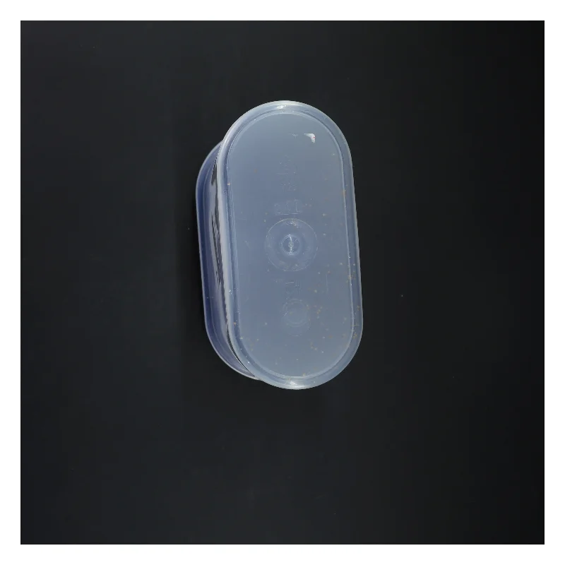 Plastbeholder med blåt låg (str. 19x22x8 cm)