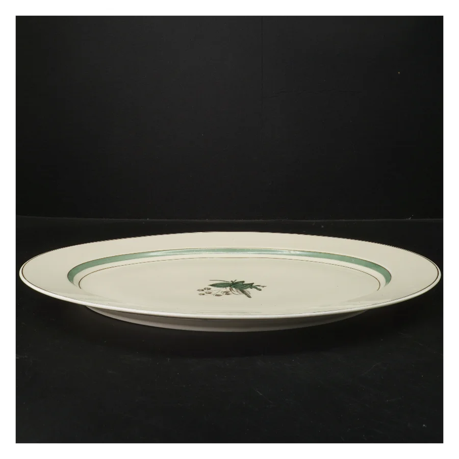 Hjertegræs stel Ovalt porcelænsfad med blomstermønster fra Royal Copenhagen (str. 40x30 cm)