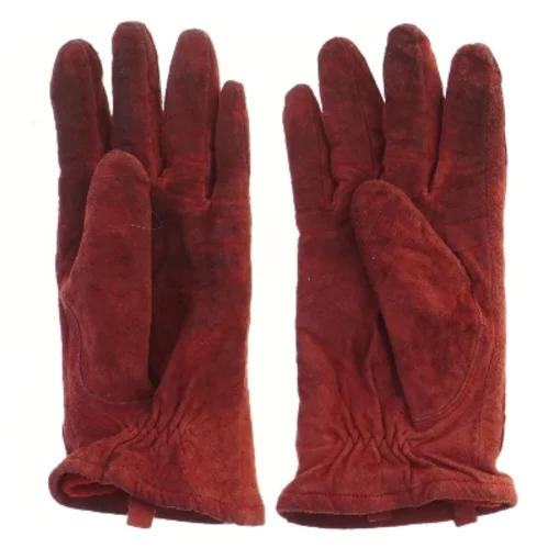 Rød/Brune ruskind læderhandsker fra Estelle (str. størrelse 8/L, 22,5 cm)