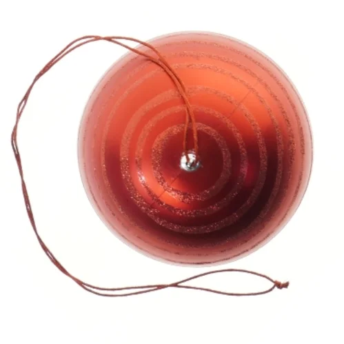 Rød julekugle med snor (str. 16 cm)