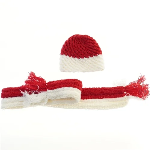 Strikket hue og halstørklæde (str. 25,5x21,5 & 13x162 cm)