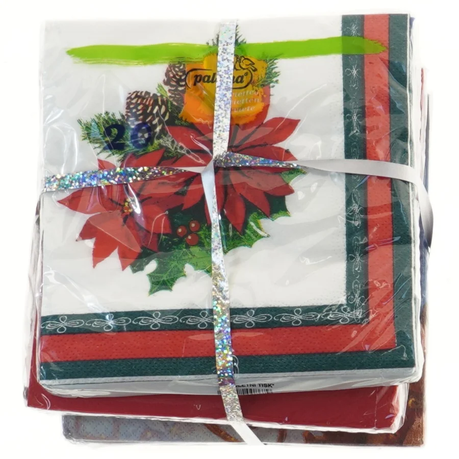 Pakke med juleservietter (str. 12x12 og 16x16 cm)