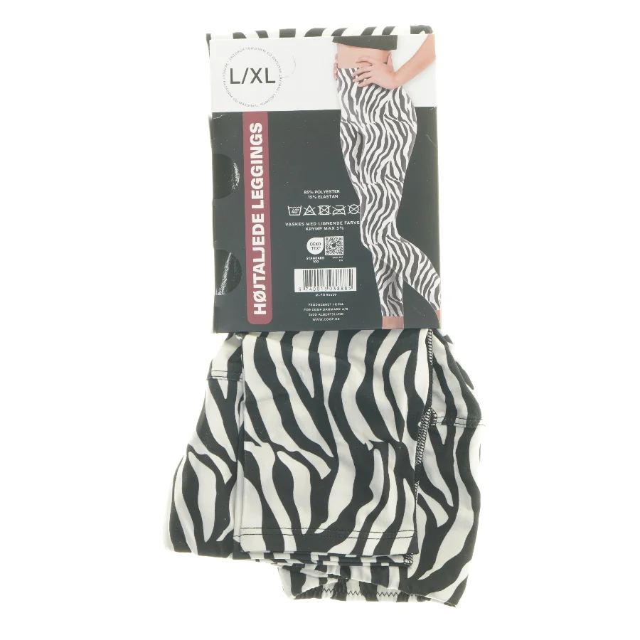 Højtaljede zebra leggings fra Coop (str. L/XL, cm)