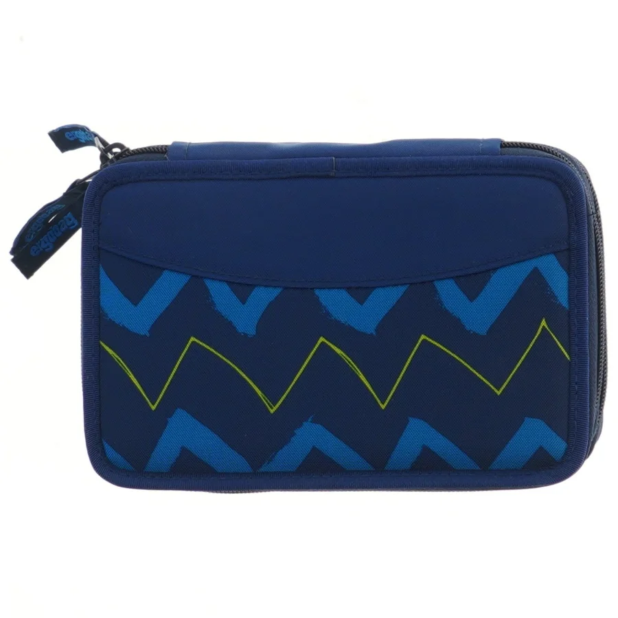 Blå penalhus med farveblyanter og tuscher fra Ergobag (str. 20,5x14 cm)