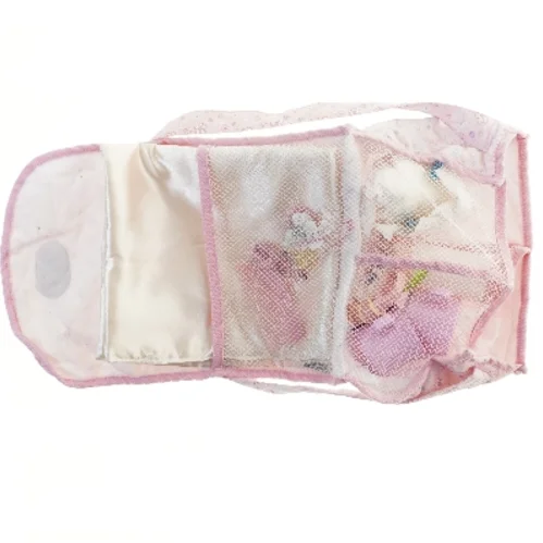 Rosa baby taske med blomsterprint fra New Born Baby (str. 29x26 cm)