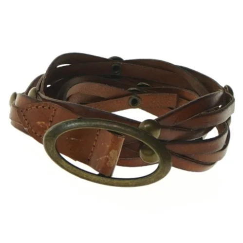 Brunt læderbælte med metalspænde (str. 100 cm)