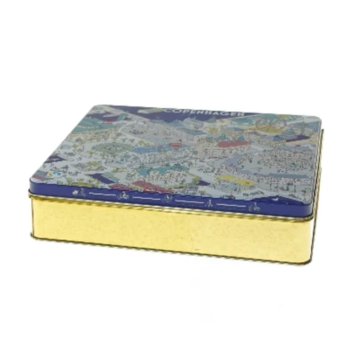 Copenhagen dekoreret metaldåse (str. 23,5x22 cm)