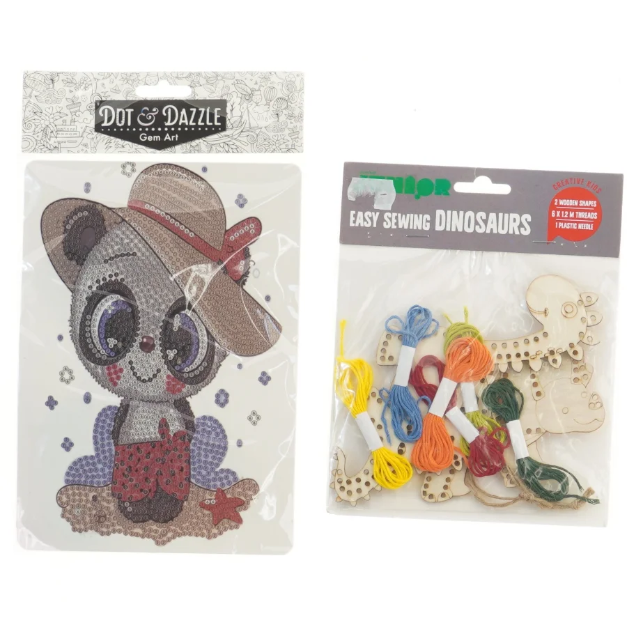 Kreative sæt med perler og sytråd (str. 21x15, 19x15 cm)